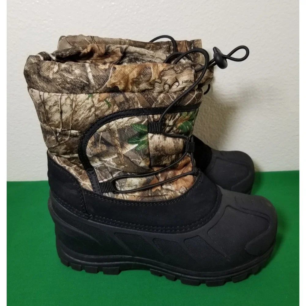 Itasca Unisex Kids Black Brown Camouflage Real Tree Snow Hunting Boots Size 2